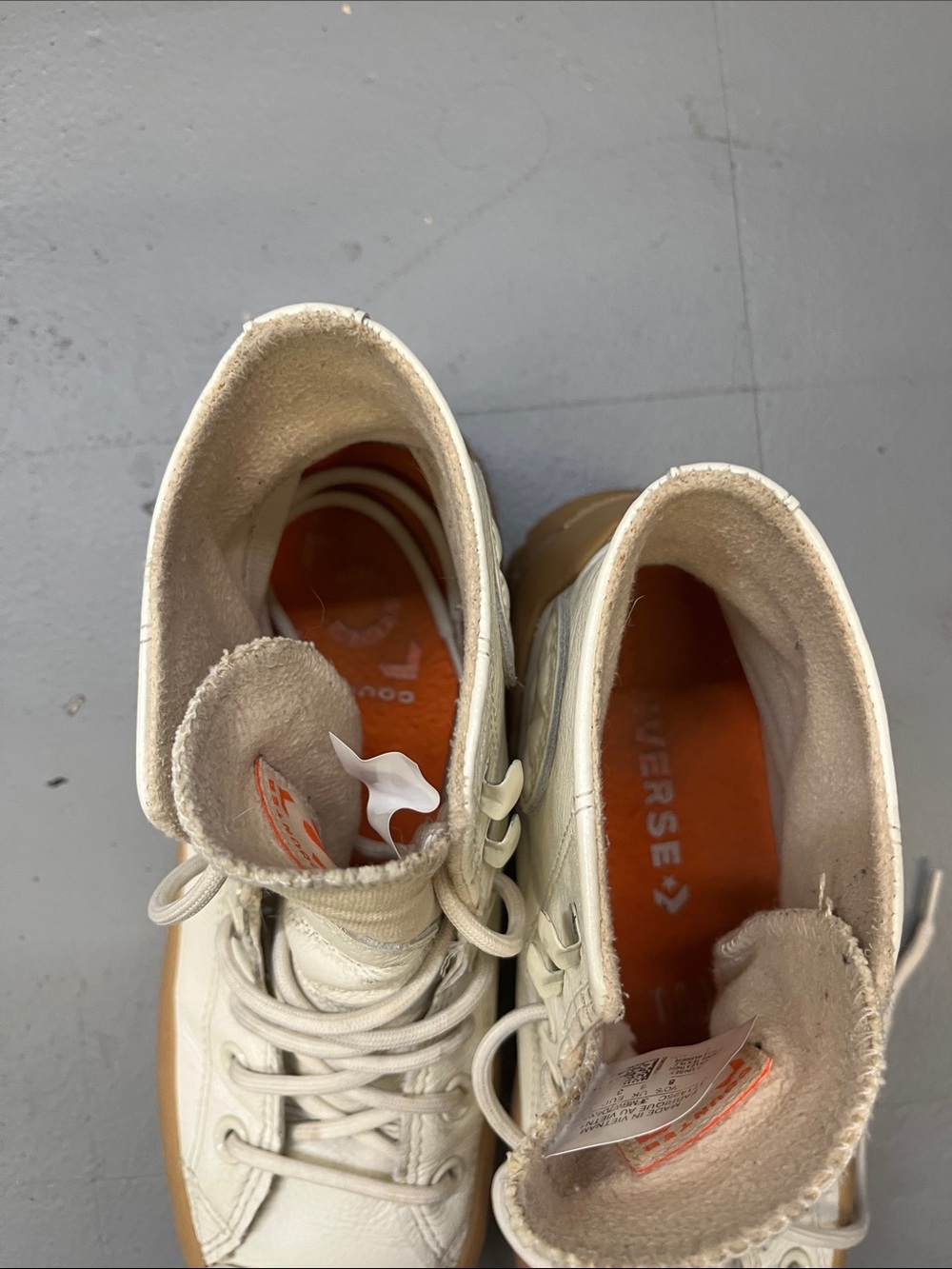 Converse Cream High-Top Sneakers with Gum Outsole - Picture 3 of 5